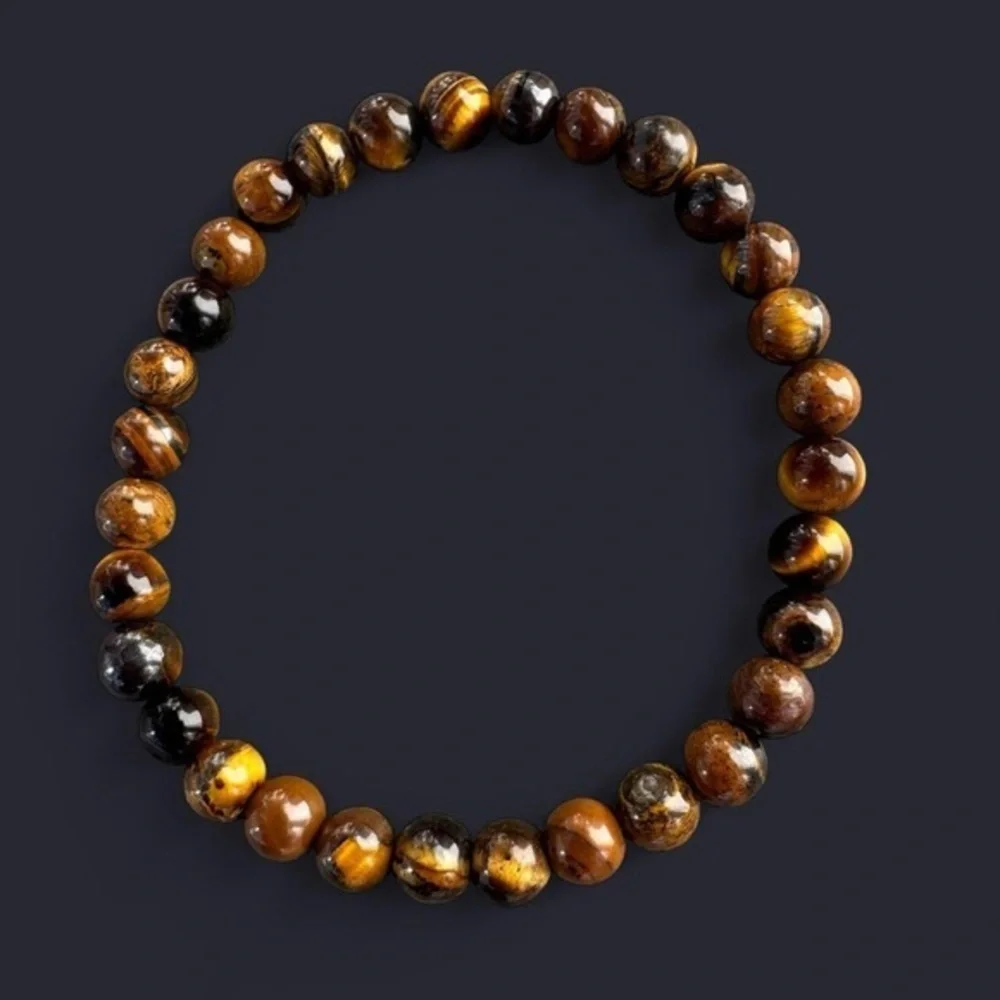 Tiger’s Eye Gemstone Bead Bracelet 6mm